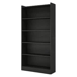 Eulas 72 in. Tall Black Wood 6-Shelf Standard Bookcase, 6-Tiers of Display Shelves for Living Room