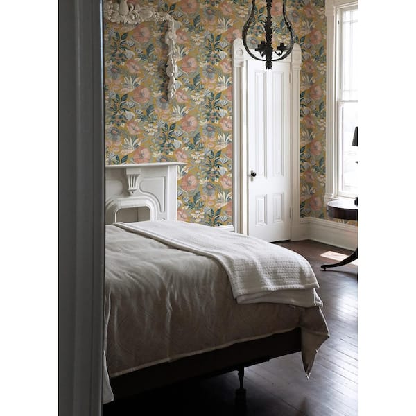 Poppy Fields Mustard Peel and Stick Wallpaper