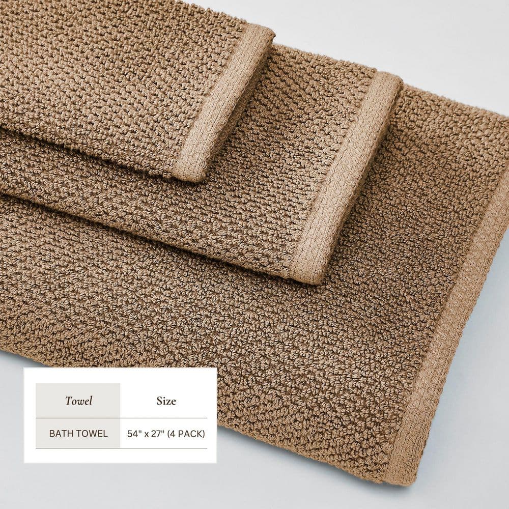 Mocha 100% Cotton Quick-Dry Bath Towel Set (4-Pack)