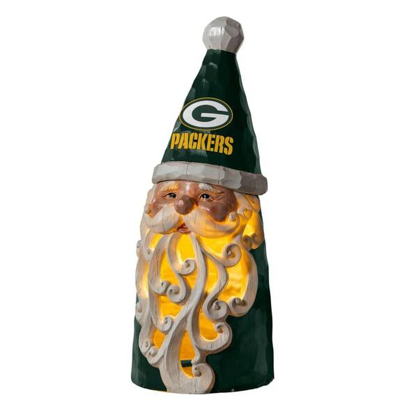 Team Sports America Green Bay Packers Santa LED Christmas Garden Statuary, 26 in.