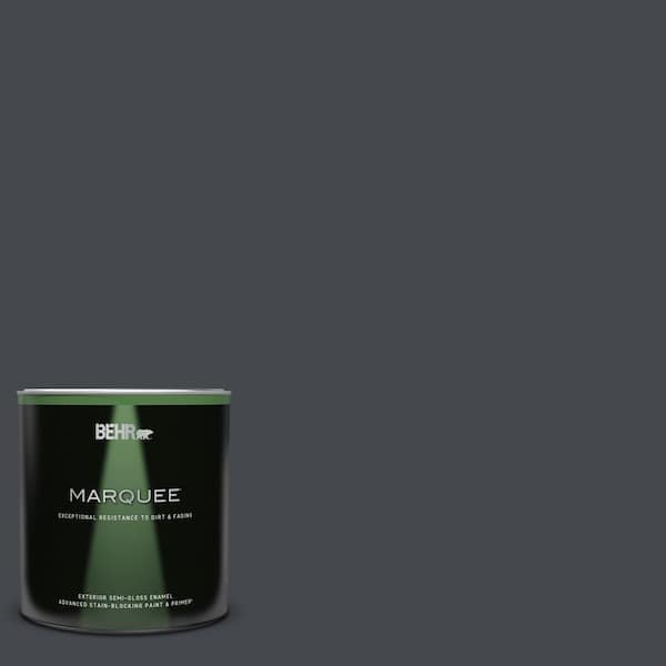 BEHR MARQUEE 1 qt. #N490-7 Ink Black Semi-Gloss Enamel Exterior Paint & Primer