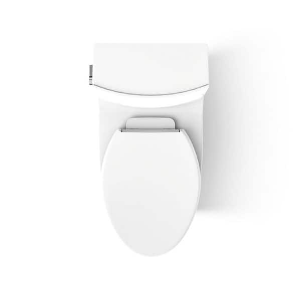 Veil 12 in. Rough In 1-Piece 1.28 GPF Dual Flush Elongated Toilet in White Seat Not Included