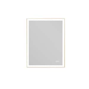 36 in. W x 28 in. H Rectangular Metal Framed LED Lighted Wall Mounted Bathroom Vanity Mirror in Gold