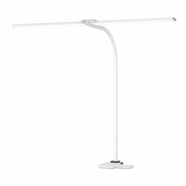 Double Head LED Clamp Desk Lamp with 25 Lighting Modes, 12W 1400 lm, 360° Gooseneck Architect Task Light