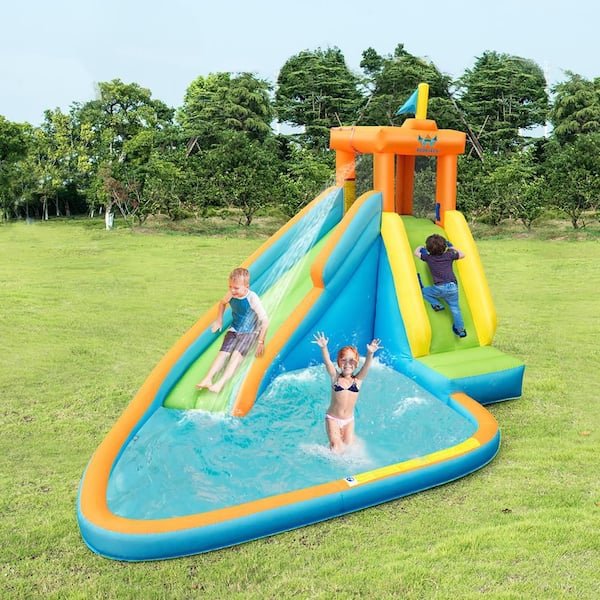 Kids Bounce House Castle Splash Water Pool Without Blower With Slide