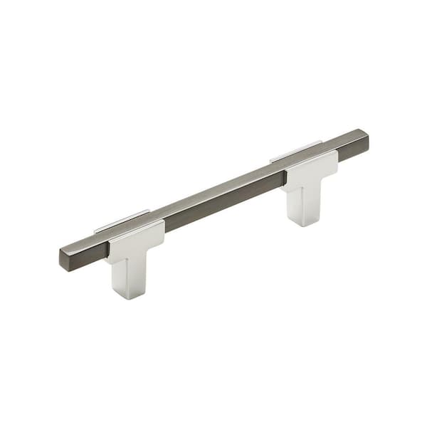 Amerock Urbanite 3-3/4 in. (96mm) Modern Polished Chrome/Black Chrome Bar Cabinet Pull