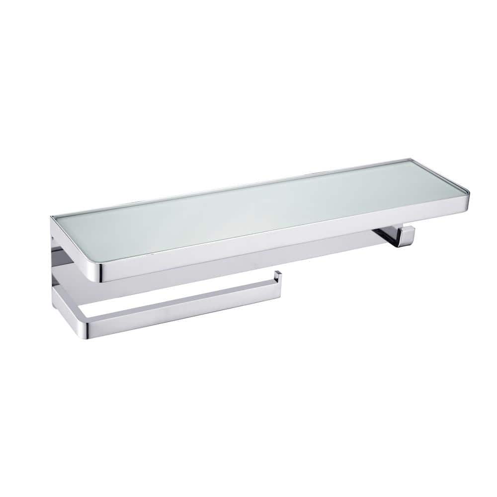 Lexora Bagno Bianca Stainless Towel Bar and Robe Hook with White Glass  Shelf in Chrome LSTR18152PCWG - The Home Depot