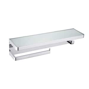 Bagno Bianca Stainless Towel Bar and Robe Hook with White Glass Shelf in Chrome