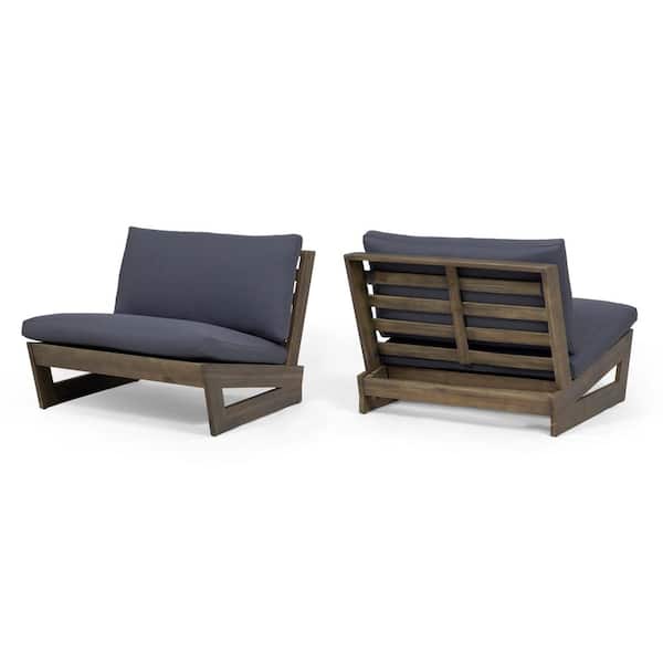 Noble House Sherwood Grey Removable, Kailee Outdoor Wooden Club Chairs With Cushions