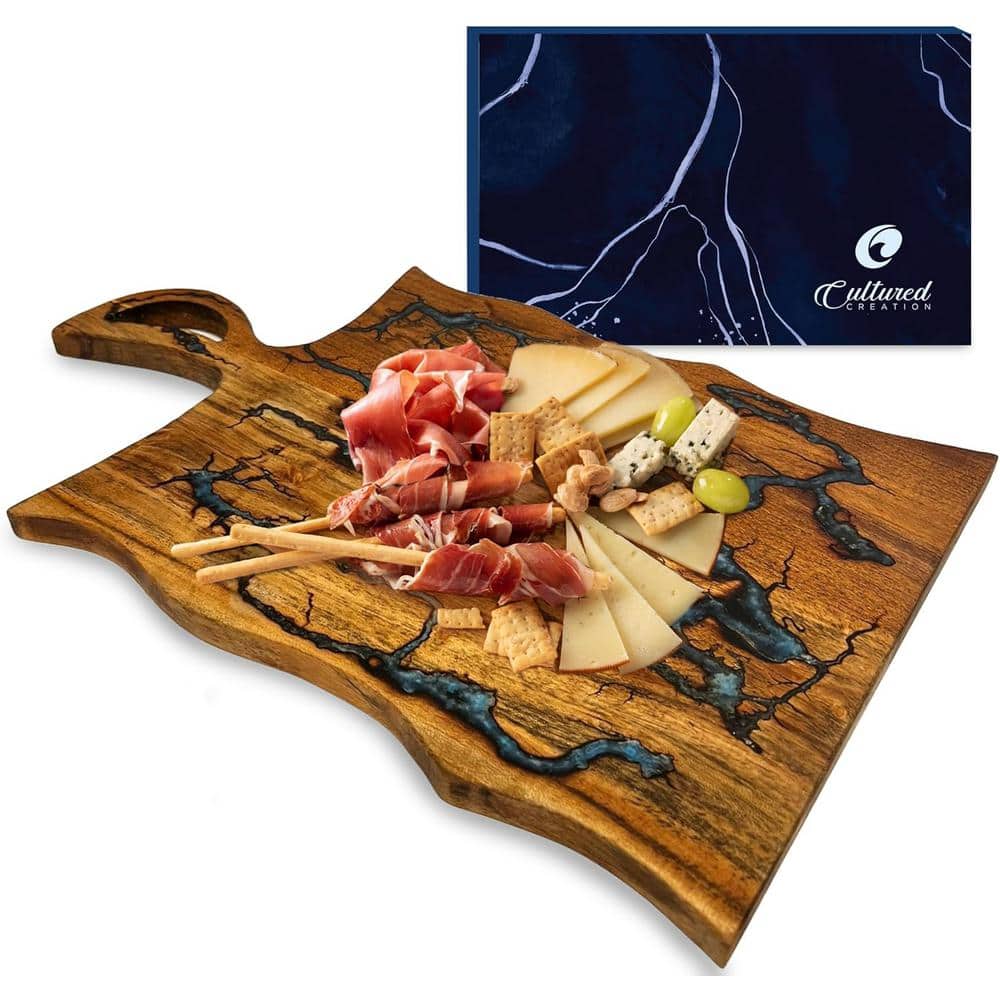 16 in. Brown Acacia Cutting Boards with Built-in Handles for Kitchen Cookin