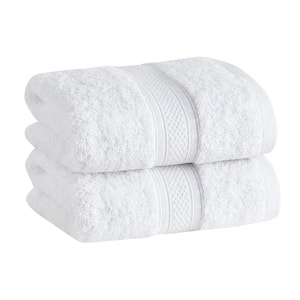 100% Cotton Low Twist Hand Towels (16 in. L x 28 in. W), 550 GSM, Highly Absorbent (2-Pack, White)