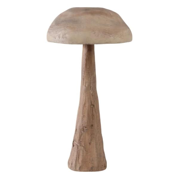 17 in. x 32 in. Brown Resin Mushroom With Wood Grain Garden Statue
