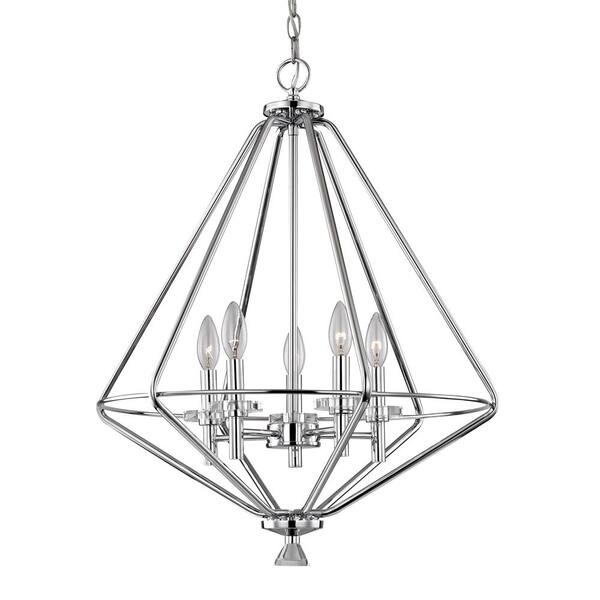 Home Decorators Collection Marin 5-Light Polished Chrome Chandelier with Crystal Accents