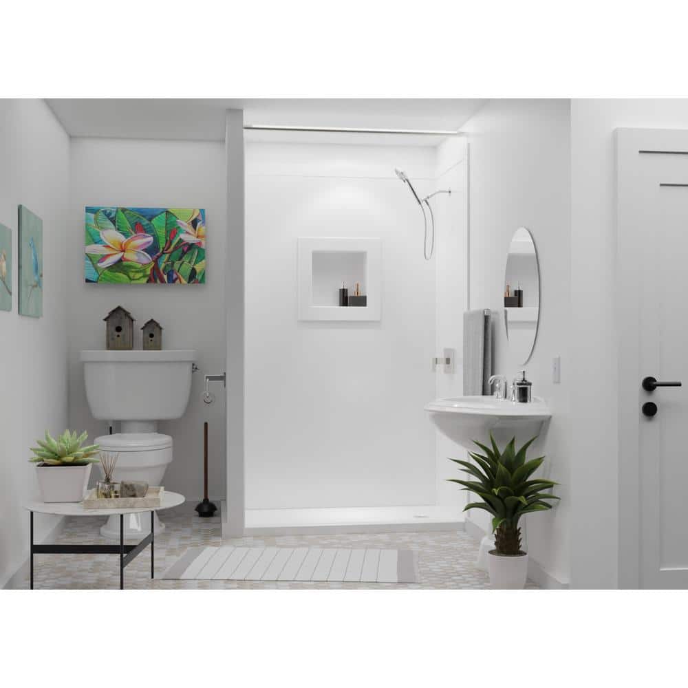 White Square Recessed Shampoo Caddy for Shower