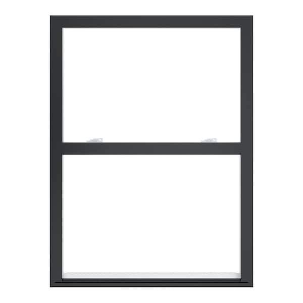 35.5 in. x 47.5 in. 60 Series Black Exterior and White Interior Single Hung Vinyl Window