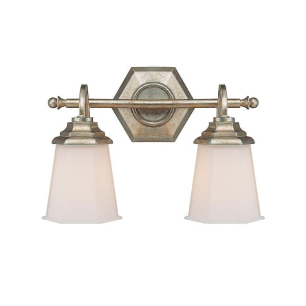 Filament Design Johnson Collection 2-Light Winter Gold Vanity Light with Soft White Glass