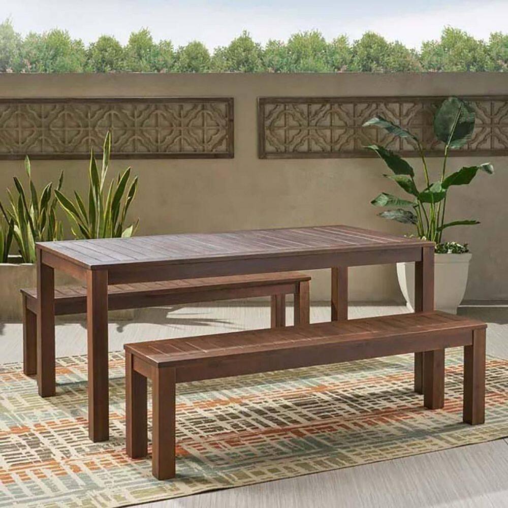 3-Piece Dark Brown Wood Outdoor Dining Set price history on PriceWatchPro