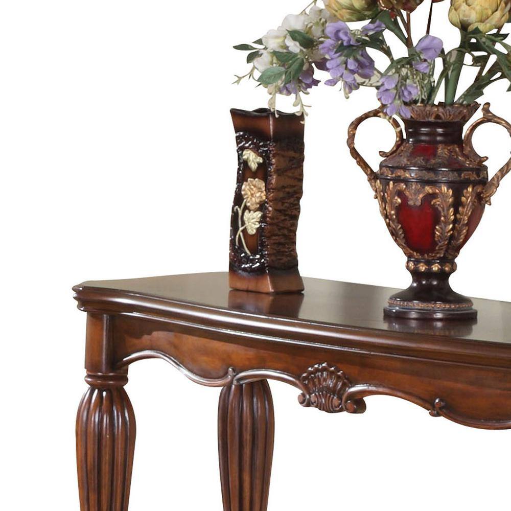 Elegant Carved Cherry Wood Sofa Table - Traditional Elegance
