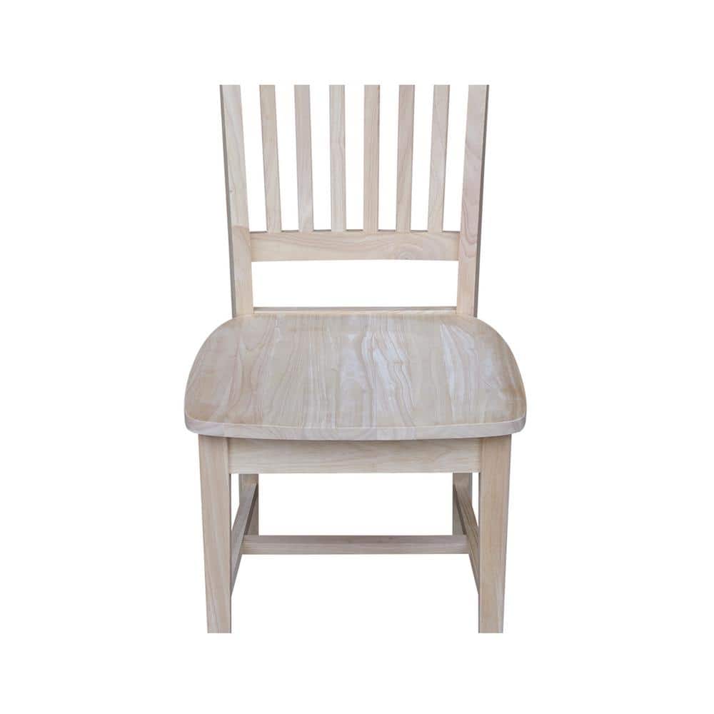 Classic Unfinished Solid Parawood High Slat Side Chair, Set of 2