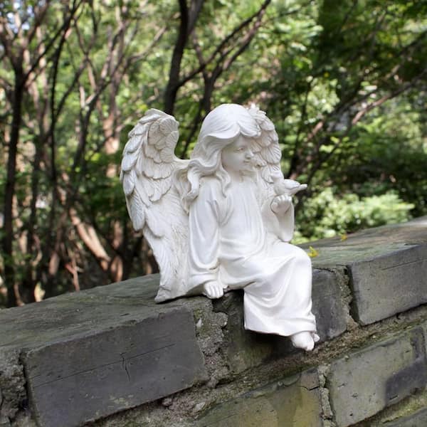 Angel Garden Statue, Sitting Angel Sculpture, Resin Angel with