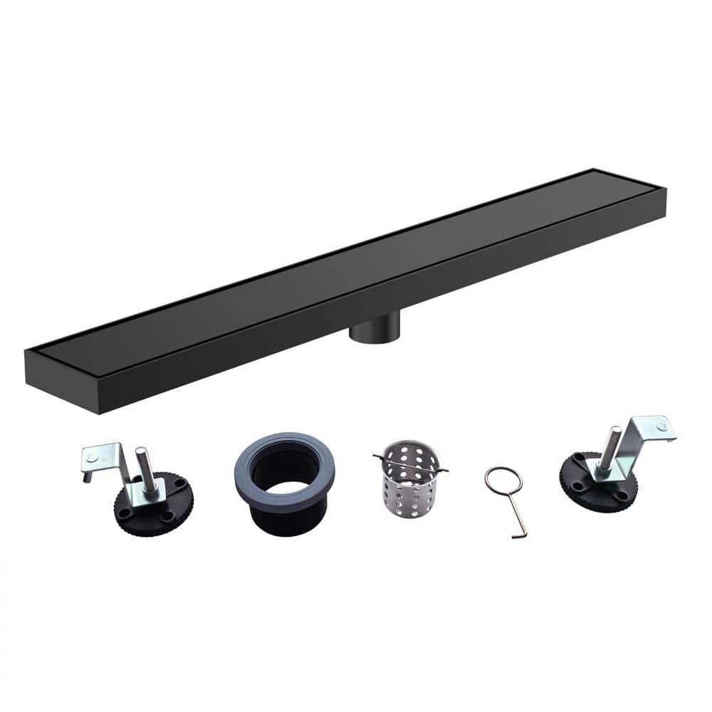 24 in. Linear Shower Drain with Tile Insert Panel & Adjustable Feet Stainless Bathroom Floor Shower Drain Matte Black price history on PriceWatchPro
