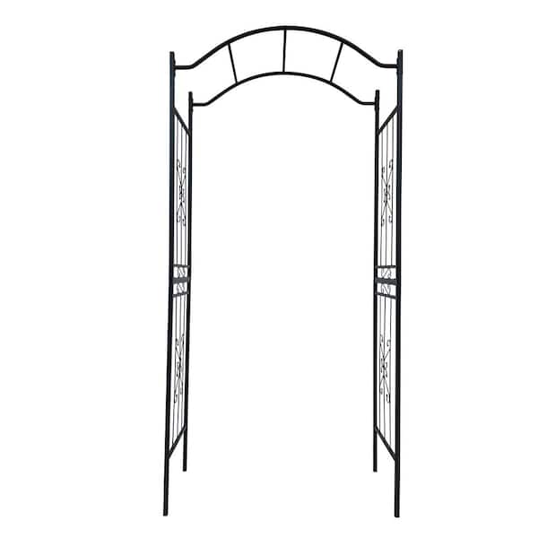 43.2 in. x 90.48 in. in. Black Metal Garden Arch Arbor Trellis