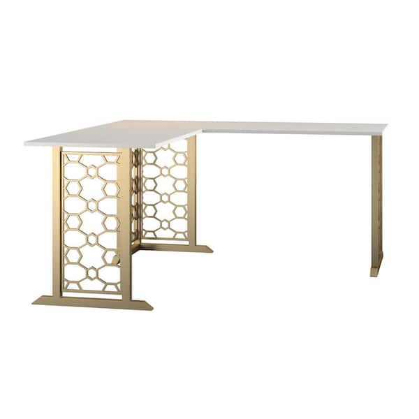 white gold l shaped desk