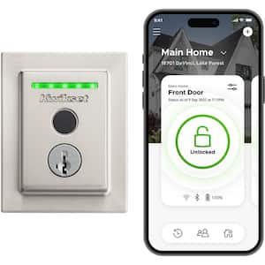 Halo Touch Satin Nickel Contemporary Fingerprint WiFi Electronic Smart Lock Deadbolt Featuring SmartKey Security