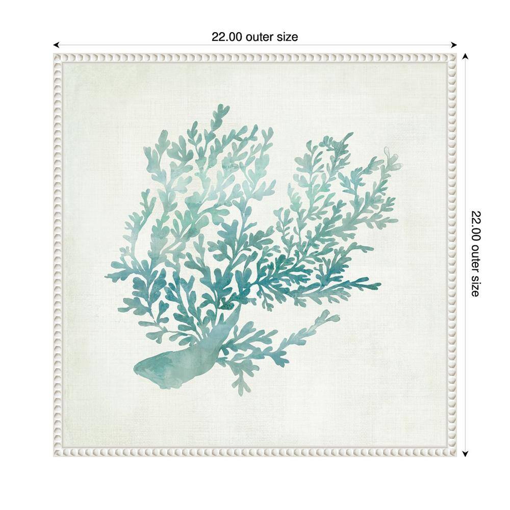 Azure Coral II Teal and White Canvas Wall Art with Floater Frame