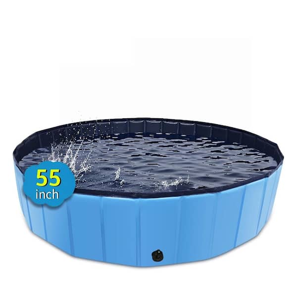55 in x 12 in Blue Kiddie Pool,Dog Pool with Hard Plastic,Non-Slip for Outdoor,Collapsible Pool for Kids Dogs Pets
