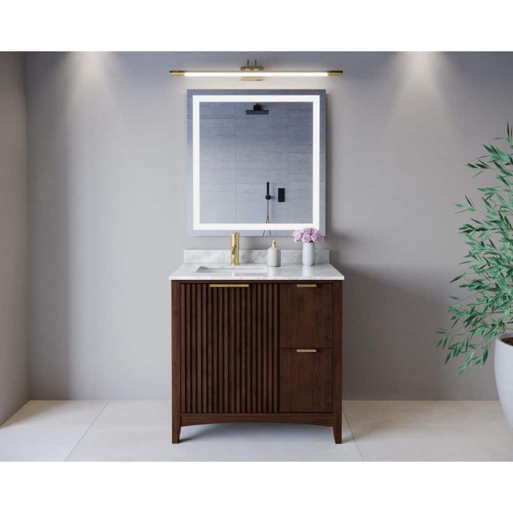 Palmilla 36 in. Single Freestanding Dark Walnut Bath Vanity with White Carrara Marble Top Assembled price history on PriceWatchPro