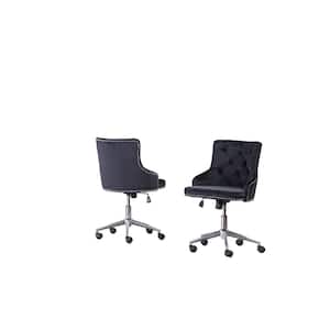 Olivia Black Velvet Fabric Adjustable Office Chairs