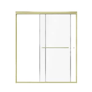 56-60 in. W x 70 in. H Sliding Semi Frameless Shower Door, ANSI Clear Tempered Glass, Easy to Clean, Brushed Gold