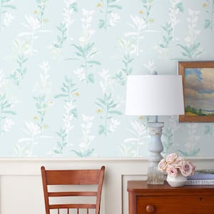 Aqua Leaf Silhouette Teal/Blue Non-Pasted Wallpaper Roll (Covers 52 sq. ft.)