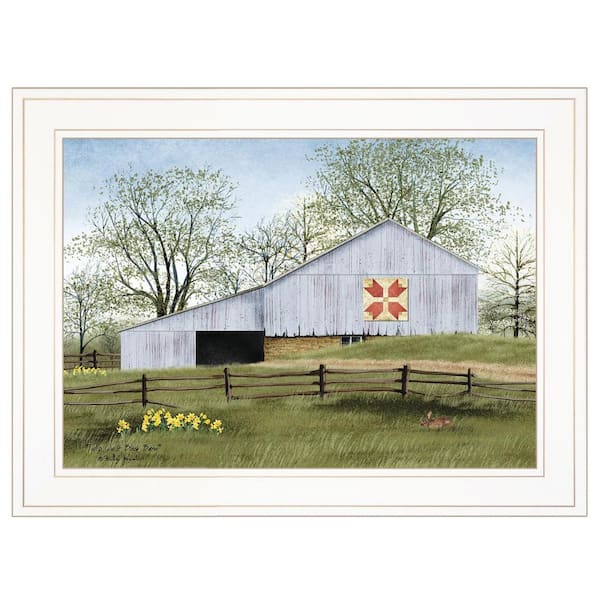 HomeRoots Charlie Tulip Quilt Block Barn 1-Piece Framed Wall Art 15 in. x 19 in.