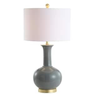 Brussels 27 in. Gray/Brass Ceramic/Metal LED Table Lamp