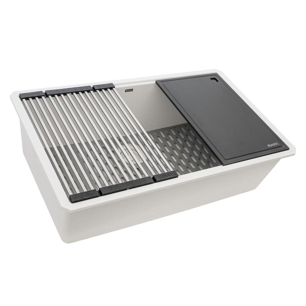 EpiStage 32 in. Undermount Single Bowl Workstation Kitchen Sink in Arctic White Granite Quartz Composite price history on PriceWatchPro