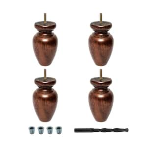 5-1/2 in. x 3-1/4 in. Stained Cherry Solid Hardwood Round Bun Foot (4-Pack)