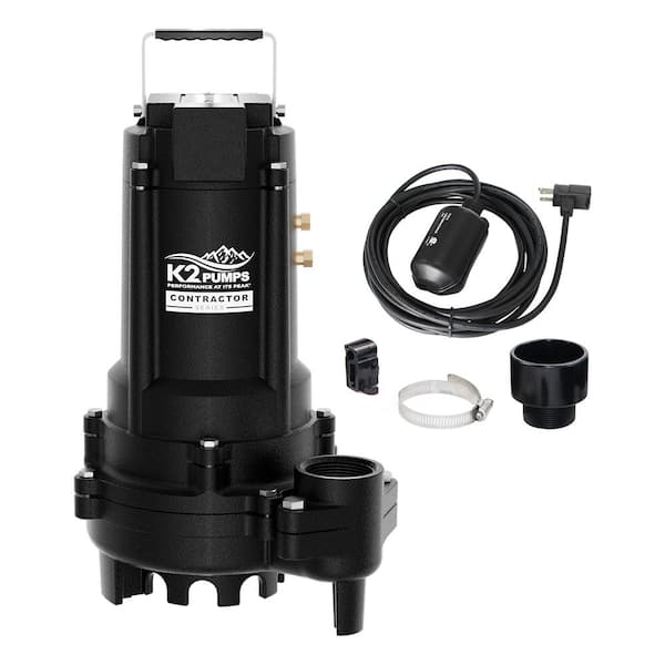K2 Contractor Series 3/4 hp. Sump and Effluent Septic Pump with Piggyback Tethered Switch