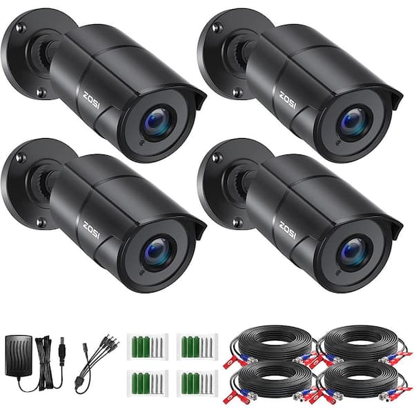 ZOSI 4K 8MP Ultra HD Wired Outdoor Bullet TVI Security Camera Compatible with All TVI DVR (4-Pack)