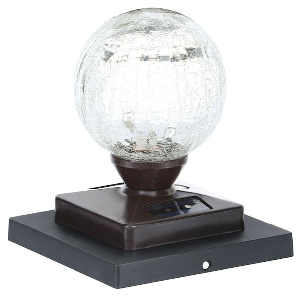 Unbranded Heritage Bronze Solar LED Crackle Glass Globe Post Cap (2-Pack)