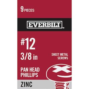 #12 x 3/8 in. Zinc Plated Phillips Pan Head Sheet Metal Screw (9-Pack)