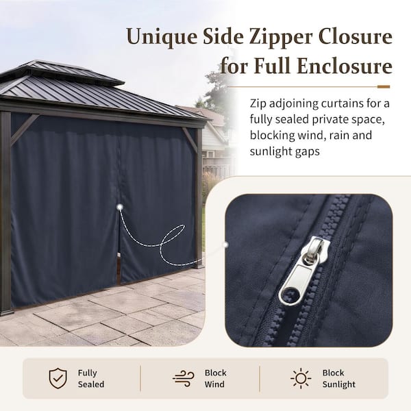 Kimunuk 10 ft. x 13 ft. Universal Outdoor Privacy Curtains, Gazebo