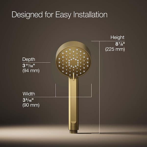KOHLER Awaken 3-Spray Patterns 3.5625 in. Wall-Mount Handheld