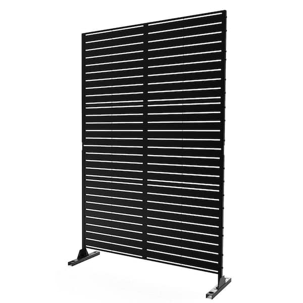 76 in. x 47 in. Privacy Metal Screen Garden Screen Panels in Black (1-Pack)