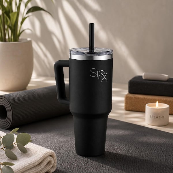 40 oz. - Black, Stainless Steel Insulated Tumbler with Handle and
