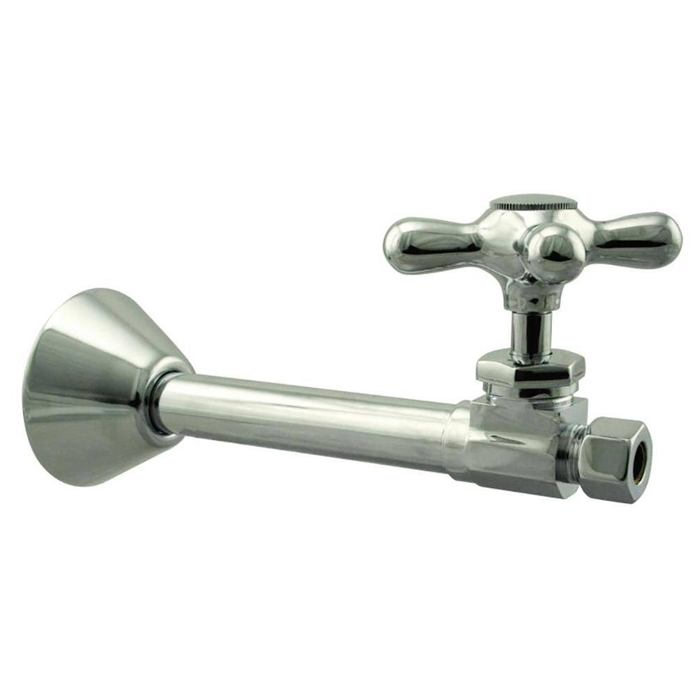 Polished Nickel Cross Handle Straight Stop Valve