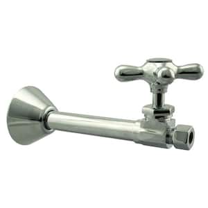 1/2 in. Copper Sweat x 3/8 in. O.D. Compressor Cross Handle Straight Stop, Polished Nickel