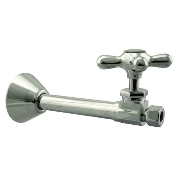 Westbrass 1/2 in. Copper Sweat x 3/8 in. O.D. Compressor Cross Handle Straight Stop, Polished Nickel