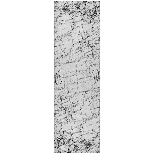 Dream Shag Premium Machine Washable Abstract ADS606 Black 2 ft. x 7 ft. Runner Rug